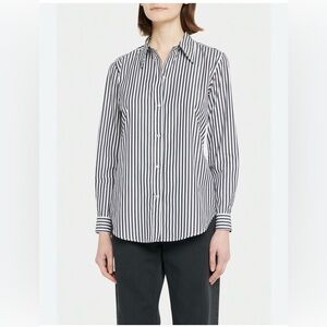 H&M Black & Cream Silky Striped Blouse, small